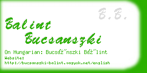 balint bucsanszki business card